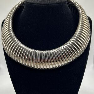 Elegant Silver Omega Choker Necklace